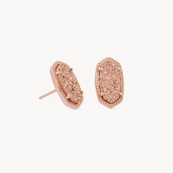 Kendra Scott Ellie Rose Gold Stud Earrings in Rose Gold Drusy - Picture 1 of 4